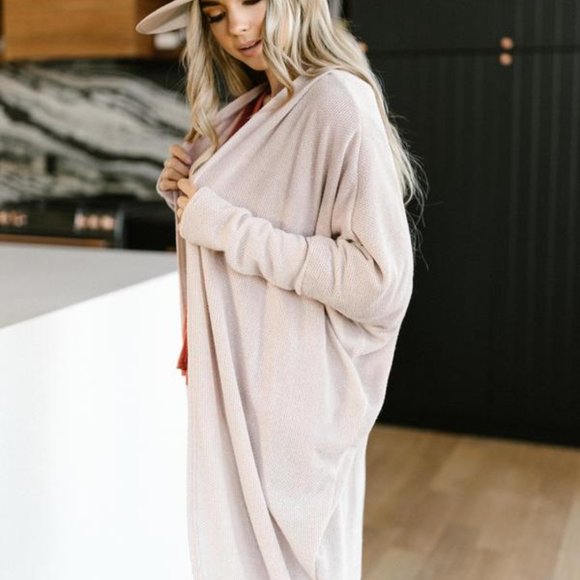 Women Top Cozy Spandex Cardi In Taupe - Picture 5 of 5